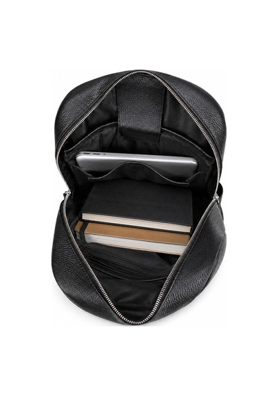 Alphaclub Bag Erkek Siyah Hakiki Deri Laptop Bölmeli Çok Fermuarlı Sırt Ve Laptop Çantası