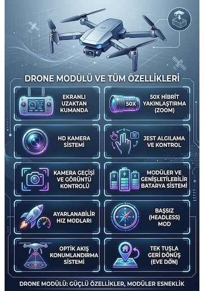 Katlanabilir Ekranlı Kumandalı Drone - Wi-fi Kameralı, Sd Kart Destekli, Şarj Edilebilir Akıllı Drone