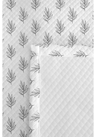 Botanik Yaprak Genç Odası Tek Kişilik Pike Takımı-minimal Siyah 160x220 Cm Kapitone Yatak Örtüsü Doğal Dal Geçişi