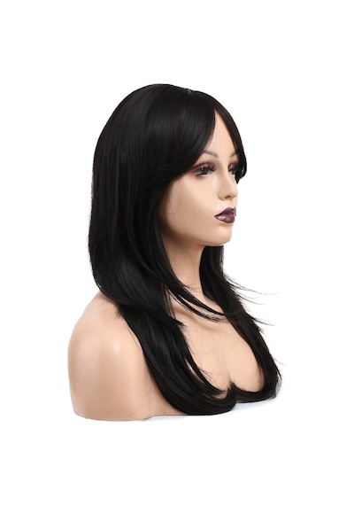 Katlı Kesim Perçemli Düz Fiber Sen Orta Boy Peruk / Koyu Kestane - Mydr-739955 Renkli