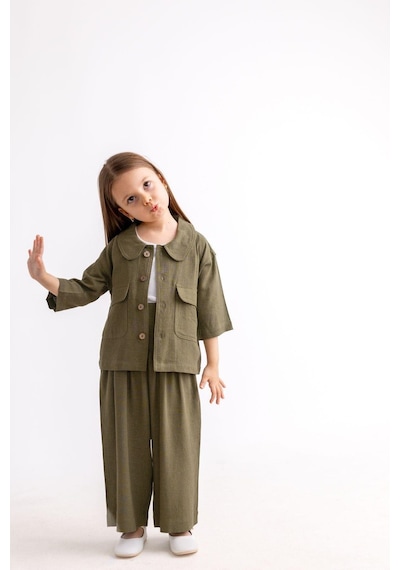 Oliven The Kid Oliventhekid Haki Keten Bebe Yaka Önden Düğmeli Kapaklı Cepli Kısa Kol Kız Çocuk Ceket Haki Haki Oliven The Kid Oliventhekid Haki Keten Bebe Yaka Önden Düğmeli Kapaklı Cepli Kısa Kol Kız Çocuk Ceket Haki Haki