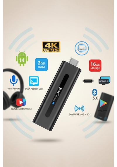 Android Tv Stick 4k Destekli Android 14 Dual Wifi Bluetooth Akıllı Tv Çözümü