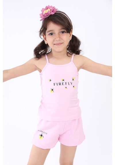 Toontoy Kids Toontoy Kız Bebek Baskılı Şortlu Takım Pembe