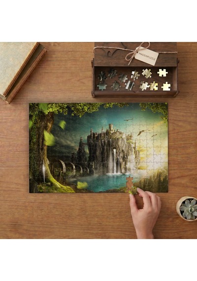 Fantastik Kale - Şelale - Doğa Tasarımı 240 Parça Ahşap Puzzle Ahşap Kutuda Mpy20055