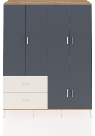 Hyperion Gardrop 5 Raflı 2 Çekmeceli 2 Askılı 176x44x221 Çam-antrasit/aytaşı Beyaz Hyperion Gardrop 5 Raflı 2 Çekmeceli 2 Askılı 176x44x221 Çam-antrasit/aytaşı Beyaz