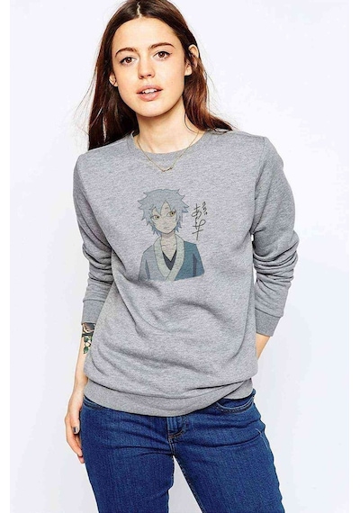 Anime Naruto Movies Baskılı Gri Kadın Sweatshirt