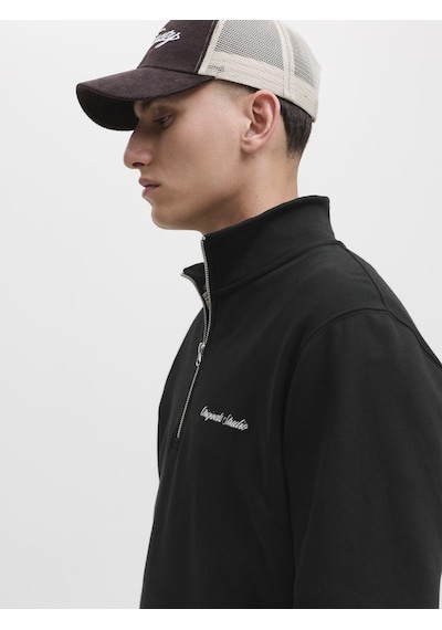 Jack & Jones Erkek Yarim Fermuarli Dik Yaka Sweatshirt - Norrebro - 12282899 Black