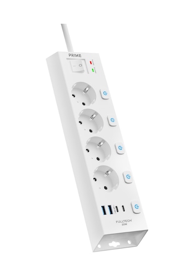 Fulltech Ftr-33 Akım Korumalı 4 Lü Çoklu Priz 3680w 16a, 1050j, 2 Usb-c Pd 20w + 2 Usb-a, Ayrı Ana 2 M