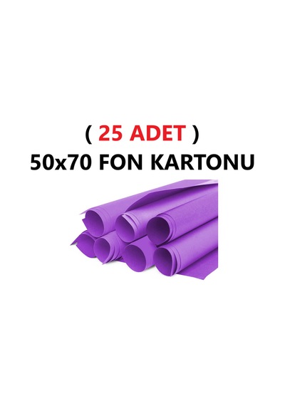 25 Adet 50x70 Cm Mor Renkli Fon Kartonu Rulo Canlı Renk Büyük Boy Anaokulu Kreş Okul