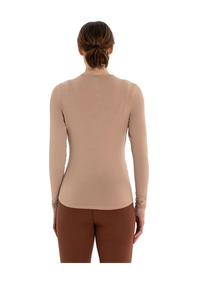 Inguz Uzun Kollu Basic Modal Yoga T-shirt Bej