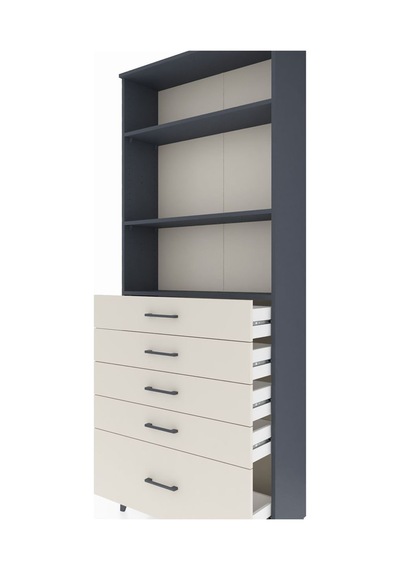 Arges Dolap 3 Raflı 5 Çekmeceli 88x30x221 Antrasit-aytaşı Antrasit