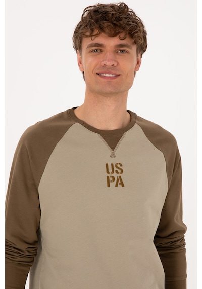 U.S. Polo Assn. Erkek Bisiklet Yaka Regular Fit Haki İnce Sweatshirt 50315420-VR027