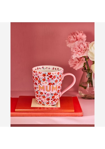 Çiçekli Pembe Stoneware Kupa 375 Ml