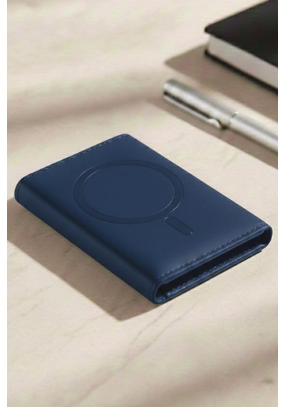 Constraın - Magsafe İle Uyumlu Deri Kartlık Cüzdan - Lacivert