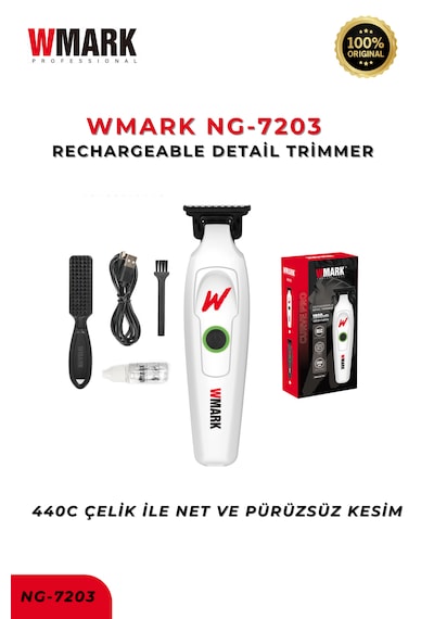 Ng-7203 Beyaz Profesyonel Şarjlı Detay Ense Ve Sakal Çizim Tıraş Makinesi 2,5 Saat