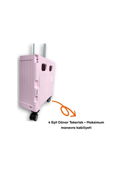 4 Tekerlekli, Pembe, 32l Standart Boy, Sabit Tutacaklı Alışveriş Arabası