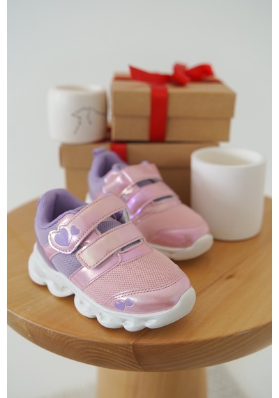Daxtors Cayt Cırtlı Unisex Çocuk Sneaker Spor Ayakkabı Pudra
