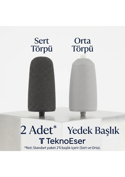 Elektrikli Topuk Törpüsü Yedek Başlığı 2'li Set - Sert Ve Orta Törpü Kafası Pürüzsüzleştirici Topuk Törpüsü