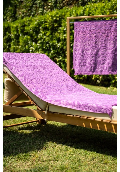Menderes Home Cotton Collection Bukle Plaj Havlusu Saçaklı Mor