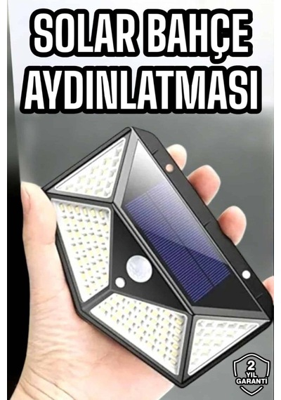 Güneş Enerjili Bahçe Aydınlatma Lambası Solar 100 Led Lamba Taba