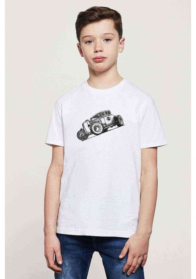 Tshirthane Retro Baskılı Unisex Çocuk Beyaz T-Shirt