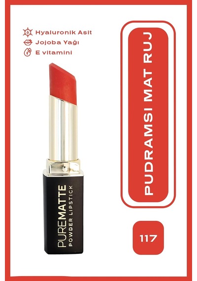 Pure Matte Powder Lipstick No: 117 - Nemlendirici Pudramsı Mat Ruj Çok Renkli