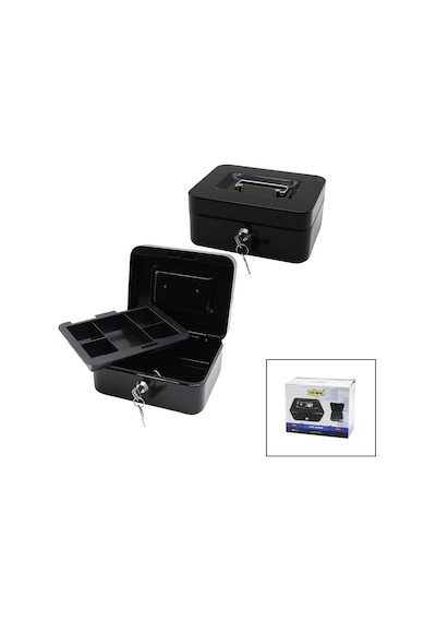 Anahtarlı Küçük Metal Para -değerli Eşya Kutusu 2kat Tek+6 Bölme Taşıma Kulp - 15.2x11.8x8cm 50001