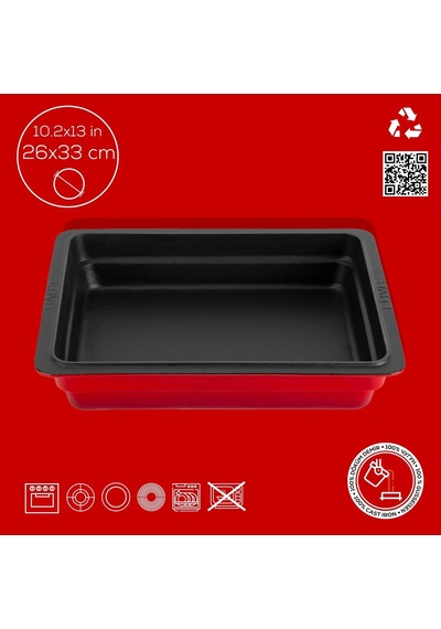 Lava Servis Tabağı 26 X 33 Cm Kırmızı Siyah