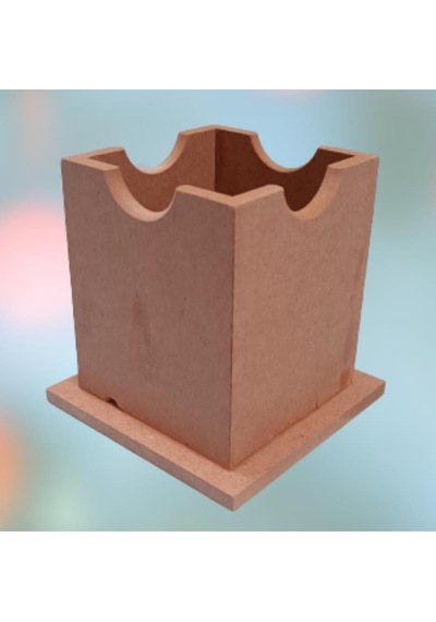 Bengi Ticaret Ahşap Mdf Kare El Yapımı Dekoratif Masaüstü Kalemlik