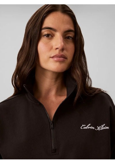 Calvin Klein Heavy Jersey 1/4 Zıp, Ub1 Siyah Kadın Sweatshirt