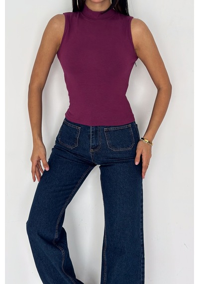 Noa & Noa Kadın Kolsuz Boğazlı Basic Body Sleek Core Mor