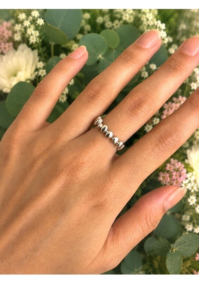 Sıralı Oval Silver Yüzük Çok Renli