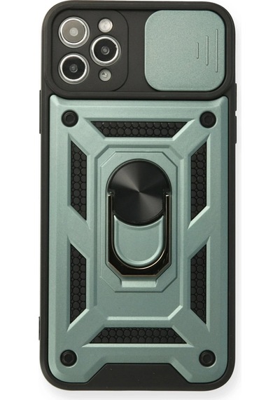 Newface - 425 - iPhone Uyumlu 11 Pro Kılıf Pars Lens Yüzüklü Silikon - Csmo-tex - - Yeşil