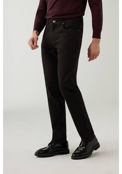 Erkek Siyah Regular Fit Üst Cep Kanvas Pantolon