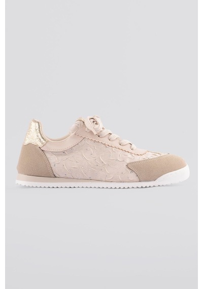 Mubiano Kadın Sneaker Taşlı Gold Ve Süet Detaylı Bağcıklı Spor Ayakkabı Zireya Bej Bej