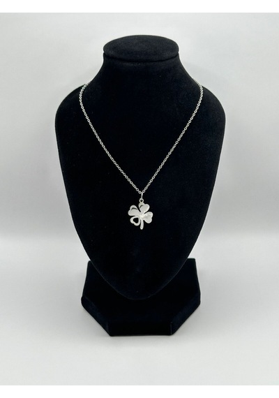 Arnes Jewelry Çelik Dört Yapraklı Yonca Kolye Gümüş