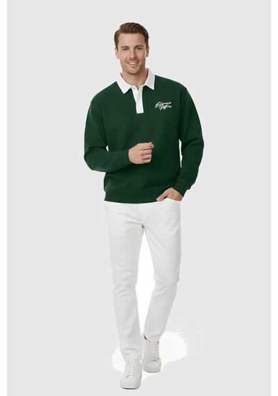Rizzup Erkek Yeşil Relax Fit İçi Polarlı Polo Yaka Sweatshirt Pamuklu Kalın Sweatshirt 2600762 Rizzup Erkek Yeşil Relax Fit İçi Polarlı Polo Yaka Sweatshirt Pamuklu Kalın Sweatshirt 2600762