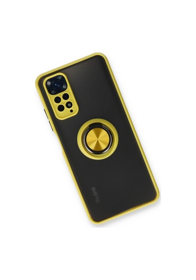 Xiaomi Redmi Note 11 Kılıf Montreal Yüzüklü Silikon Kapak - Sarı Düz Renkli