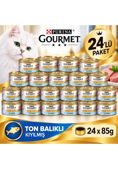 Gourmet Gold Kıyılmış Ton Balıklı Yetişkin Kedi Yaş Mama 24x85g