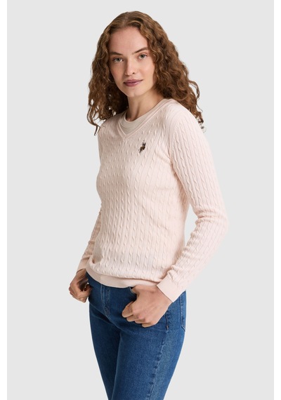 U.S. Polo Assn. Kadın Toz Pembe Basic Kazak 50327575 Vr050