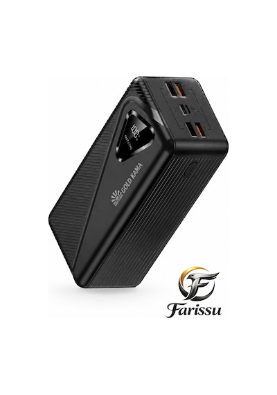 50000 Mah Powerbank 22.5w Hızlı Şarj Pd Taşınabilir Güç Kaynağı Dijital Göstergeli Led Işıklı Siyah