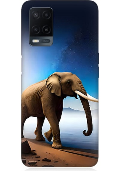 Oppo A54 Uyumlu Silikon Kılıf Deniz Gökyüzü Ve Fil