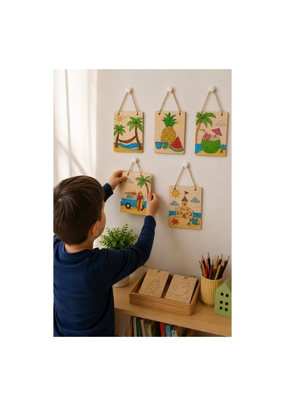 Ahşap Boyama Tabletler 10lu Set 10x15cm 10 Adet Tablet Boyama Figürü Etkinlik Çocuk Gelişim Motor Beceri Anasınıfı