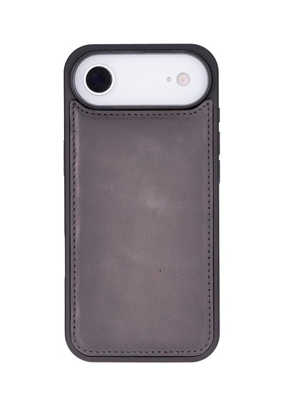 Bloomcase Magic Wallet Ash Mist Gray Hakiki Deri Apple Uyumlu iPhone 17 Air 6.5" Cüzdanlı Telefon Kılıfı Gri