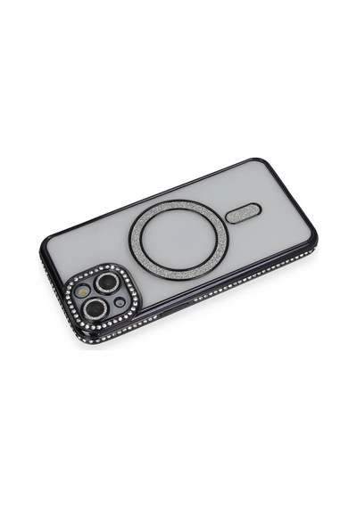 Gld-spt- Newface Apple Uyumlu iPhone 13 Kılıf Joke Simli Magneticsafe Kılıf - Siyah