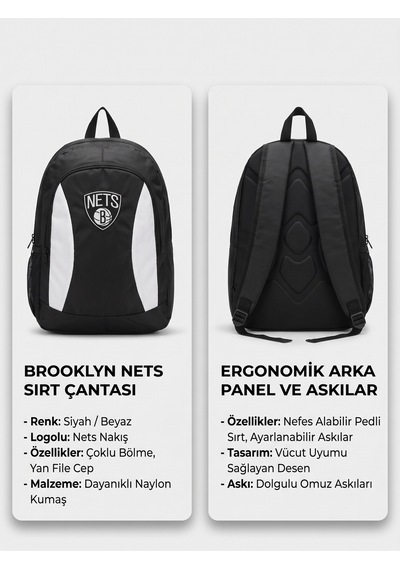 Usa Brooklyn Nets Baskılı Siyah Çanta 11465