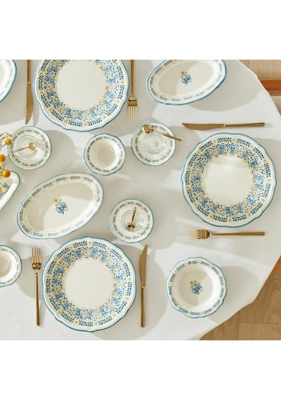 Liana Stoneware 26 Parça 6 Kişilik Kahvaltı Takımı Mavi Çok Renkli