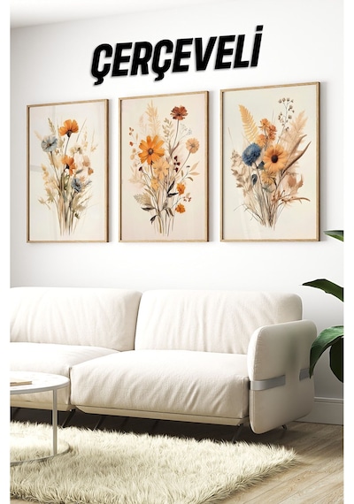 Ahşap Çerçeveli Mdf Tablo Seti Salon Ve Oturma Odası Için Çt3087 42 X 62