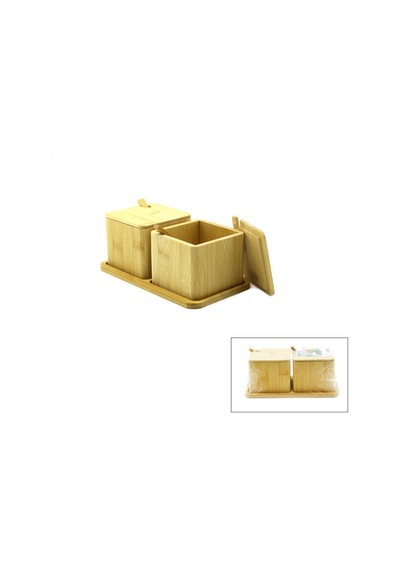 2pcs Baharatlık - Tuzluk Ahşap Bambu 5468 Çok Renkli