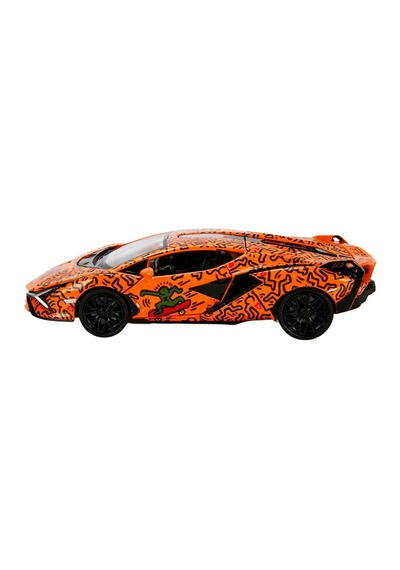 1:32 Sesli Ve Işıklı Rmz Hobby Keith Haring Serisi Die Cast Çek Bırak Model Araba - Turuncu Lamborgh
